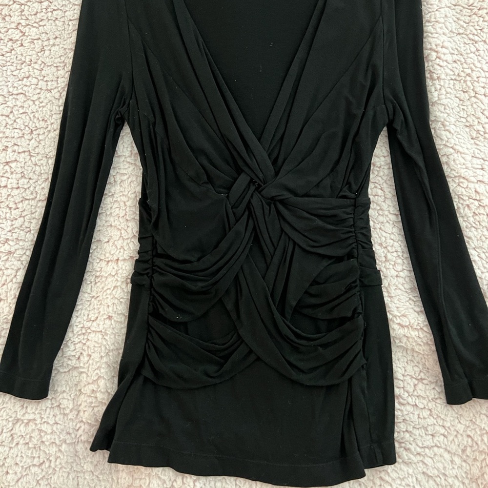 BCBG MaxAzria long sleeve criss cross shirt